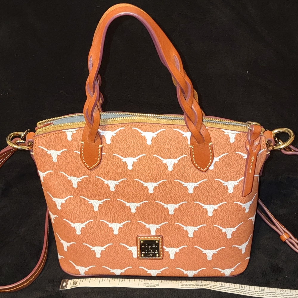Dooney & Bourke Texas Longhorns UT Orange Leather Purse Satchel Tote Crossbody